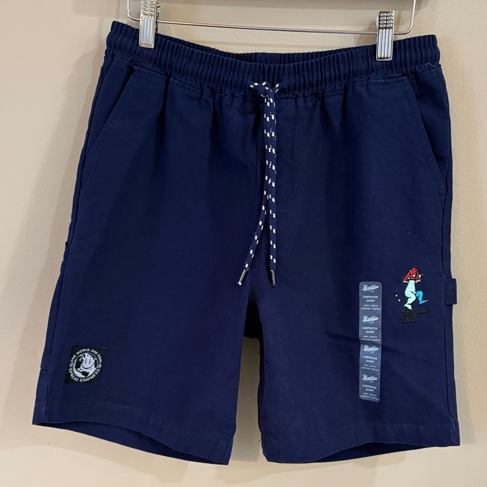 Brooklyn Cloth Dark Carpenter Shorts, Knee Length, with Embroidery, Small